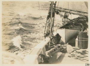 Image of Bowdoin at Sea looking along deck